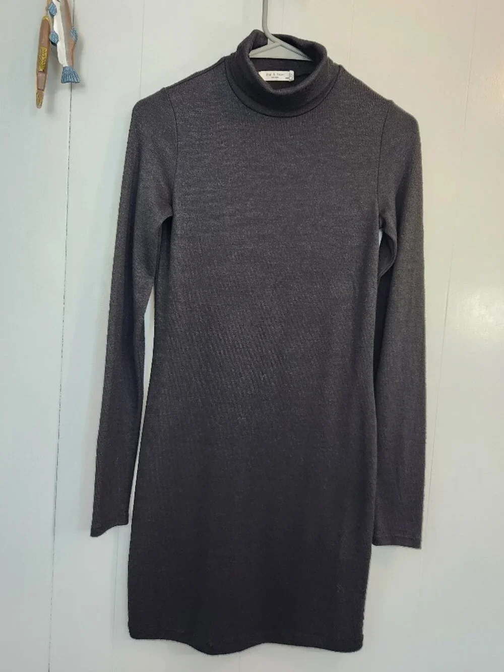 Rag and Bone mock turtleneck knit mini dress black
